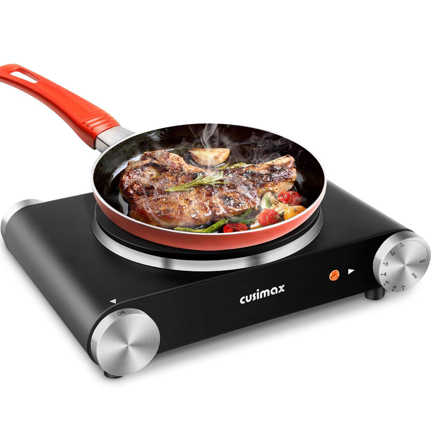 Electric Burner Hot Plate for Cooking Cast Iron hot plates, Adjustable Temperature Control, Non-Slip Rubber Feet Stainless Steel Easy to Clean, Your Kitchen Assistant