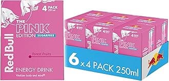 Pink Edition Sugarfree Forest Fruits Energy Drink 250ml 4 Pack (Pack of 6)
