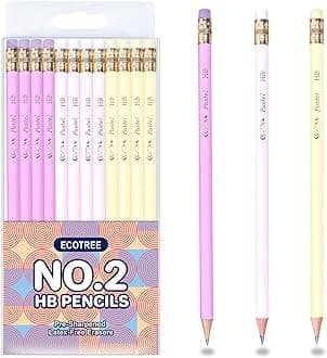 ECOTREE Pencils #2 HB, Pre-sharpened Pencils with Eraser Cute Pencils Fun Pencils for Kids School Pencils for Supplies, 12 Pack
