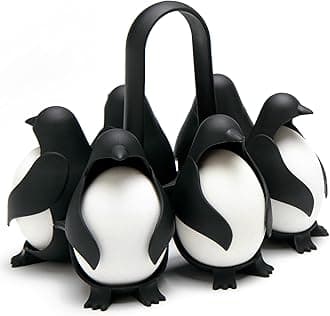 Peleg Design Egg Holder Penguin Black Boiled Eggs Set of 6 Cookware Kitchen Tools