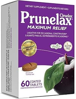 Ciruelax Maximum Relief Laxative Tablets with Natural Senna for Occasional Constipation, Senna Extract, Vegan & Gluten-Free, Gentle Overnight Relief - 60ct (Pack of 5)