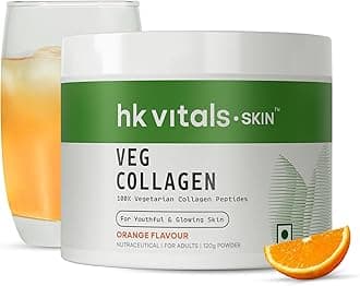Veg Collagen Supplement Powder (Orange, 120g) | Collagen Peptides with Vitamin C, E | For Healthy Skin, Hair & Nails