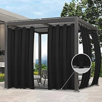 Easy-Going Outdoor Curtains Waterproof Windproof Weatherproof Curtain for Patio, Cabana, Porch, Pergola and Gazebo, Grommet Top and Tab Bottom Drape, 2panels, 54x84 inch, Black