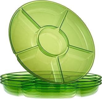 Plasticpro 6 Sectional Round Plastic Serving Tray/Platter (8, Green)