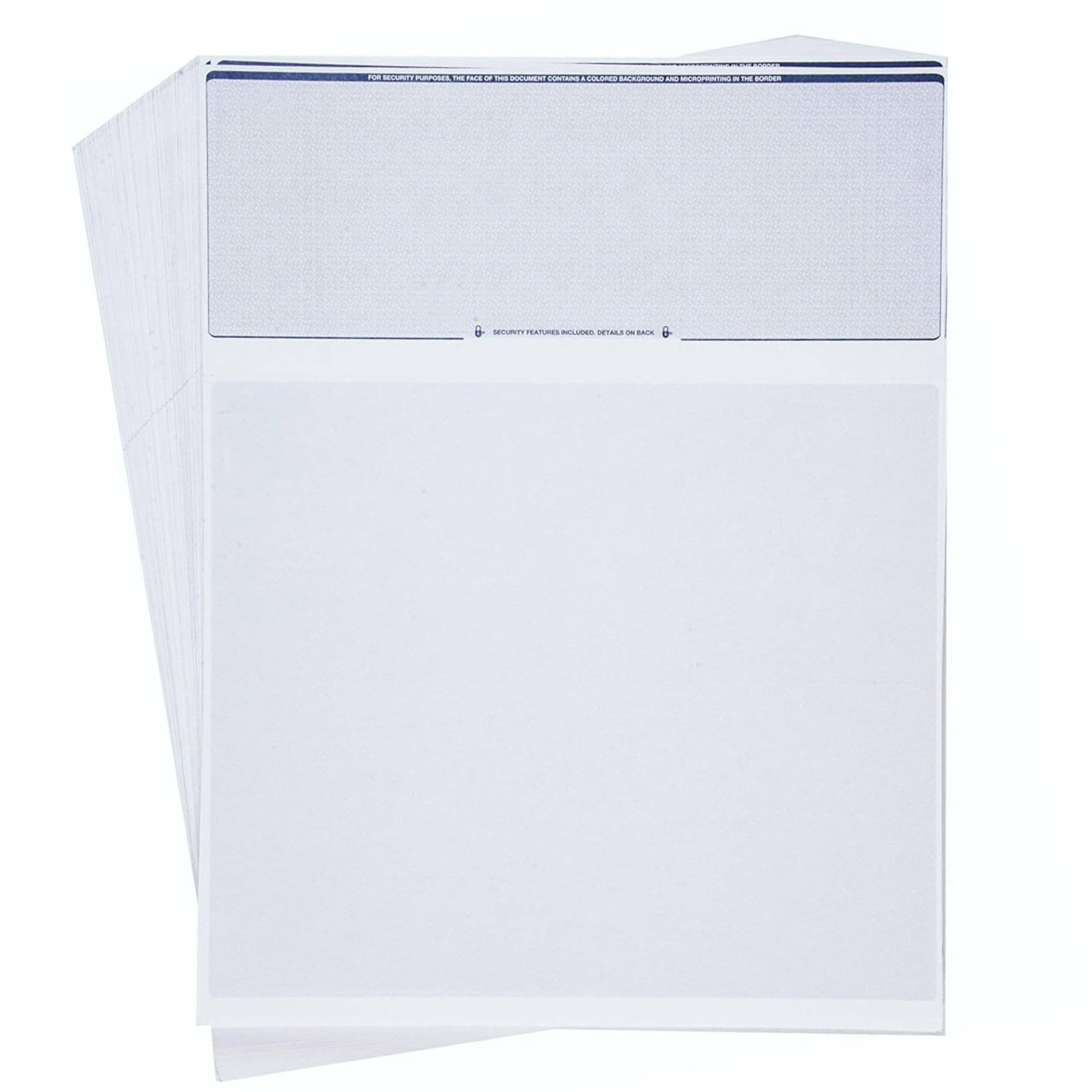 Check O Matic Computer Check Paper – Pack of 100 Blank Stock Payroll Sheets with Check on Top and Stub on Bottom – Security Features & Laser Printer Compatible for Home and Business – Blue Diamond