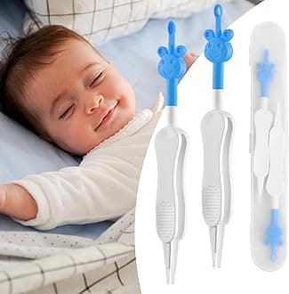 Baby Nose & Ear Cleaner Tool 3 in 1 Nose & Ear Wax Removal Tweezers Booger Picker for Sticky & Dried Boogers (Blue)