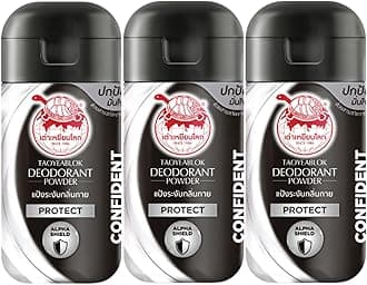 Deodorant Powder Thai Herb Eliminates Underarm, Body and Foot Odor Antiperspirant Protection Natural Deodorant Stay Fresh and Confident daily used, 0.77 Ounce x 3pcs. (Pack of 3) (Protect)