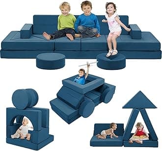 Edbuosy 22Pcs Modular Kids Play Couch - Kids Couch for Playroom Bedroom Living Rooms Toddler Sofa for Inspiring Child Creativity，Children Convertible Foam Sofa