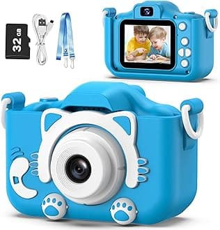 Goopow Kids Camera Toys for 3-8 Year Old Boys,Children Digital Video Camcorder Camera with Cartoon Soft Silicone Cover, Best Chritmas Birthday Festival Gift for Kids - 32G SD Card Included