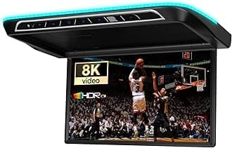 XTRONS 17.3 Inch Motorized Car Overhead Player, 8K FHD IPS Screen Android Car Roof Mount Monitor Built-in Stereo Speakers, Auto Flip Down Car Monitor Support HDMI USB Input