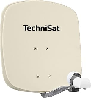 TechniSat DIGIDISH 45 - Satellite Dish for 2 Participants (45 cm Compact Satellite System - including Wall Mount, An-Roof Fitting for Mast Mounting (30-63 mm), and Universal Twin LNB) Beige
