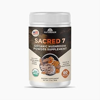 Sacred 7 Mushroom Extract Powder - USDA Organic - Lion's Mane, Reishi, Cordyceps, Maitake, Shiitake, Turkey Tail, Chaga - Supplement - Add to Coffee/Tea/Smoothies - Whole Mushrooms - No fillers