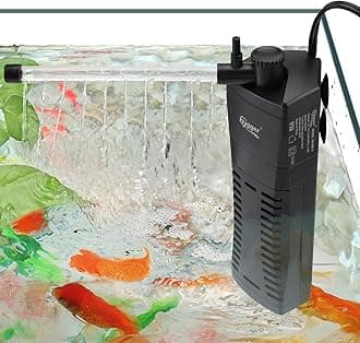 Aquarium Corner Filter 85GPH for 1~8 Gallon Fish Tank Bio & Sponge 3-Stage Filtration System with Aeration, Adjustable Flow Submersible Internal Power Filter