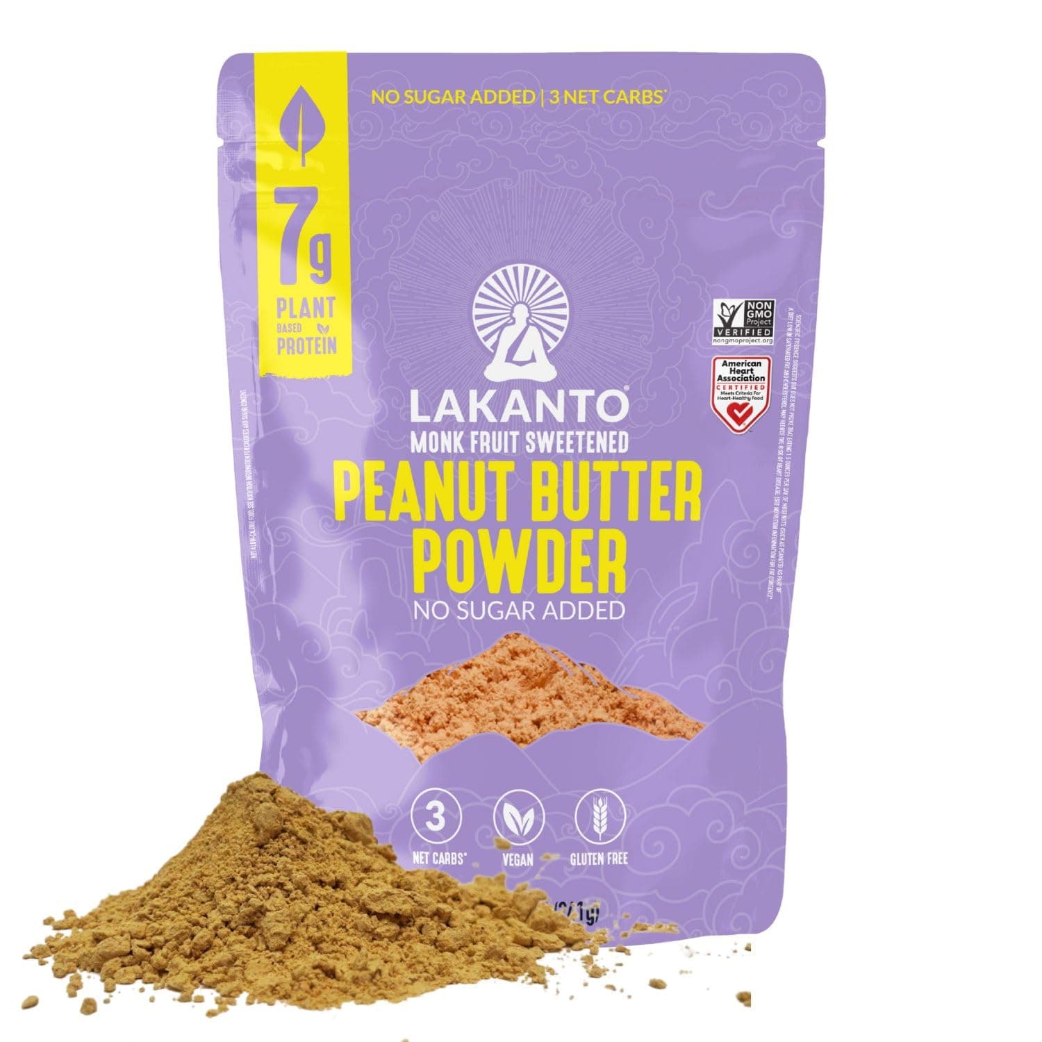 Lakanto Peanut Butter Powder - Sweetened with Monk Fruit Sweetener, 7g Protein, Powdered PB from Roasted Peanuts, 3g Net Carbs, Keto, Vegan, Gluten Free, Smoothies, Sauces, Baking (8.5 Oz)