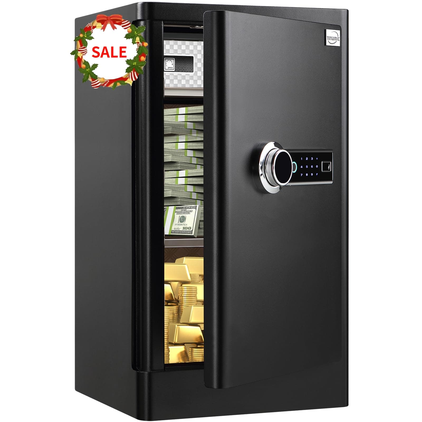 - Tenamic Deluxe Biometric Fingerprint Safe Box Smart Touch Screen Fireproof Safe for Home Office Hotel 3.83 Cubic