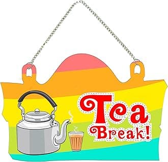 Artvibes Tea Break Quote Wooden Wall Hanging for Home Decor | Office | Gifts | Bedroom | Decoration Wall Hanger | Kitchen Wood Decor | Modern Artwork Items(WH_3702NN)