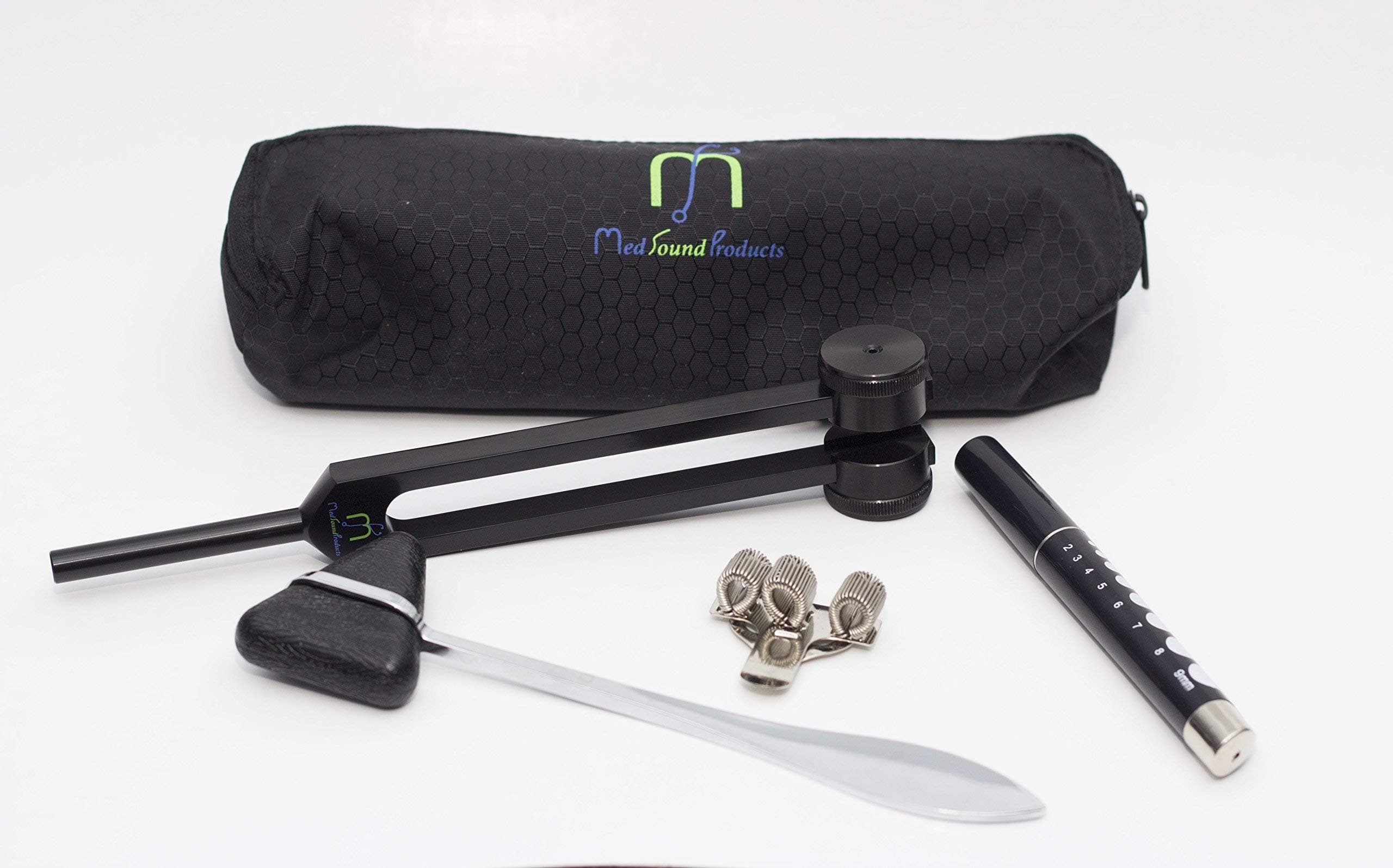 Med School Starter Pack W/Tuning Fork, Reflex Hammer, Pen Light, Pen Clip & Case