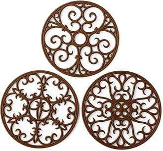 Silicone Trivet Mat - Non-Slip & Heat Resistant Kitchen Hot Pads for Countertops & Table - Kitchen Trivets for Hot Dishes & Cookware - Hot Pot Holder for Pots & Pans - Chocolate Brown, Set of 3