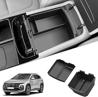 SKTU 2-Pack 2025 2026 Tucson Center Console Organizer for 2025 2026 Hyundai Tucson Limited/Hybrid Console Tray Hyundai Tucson 2025 2026 Accessories with Coin Holder Durable [Double Layers]