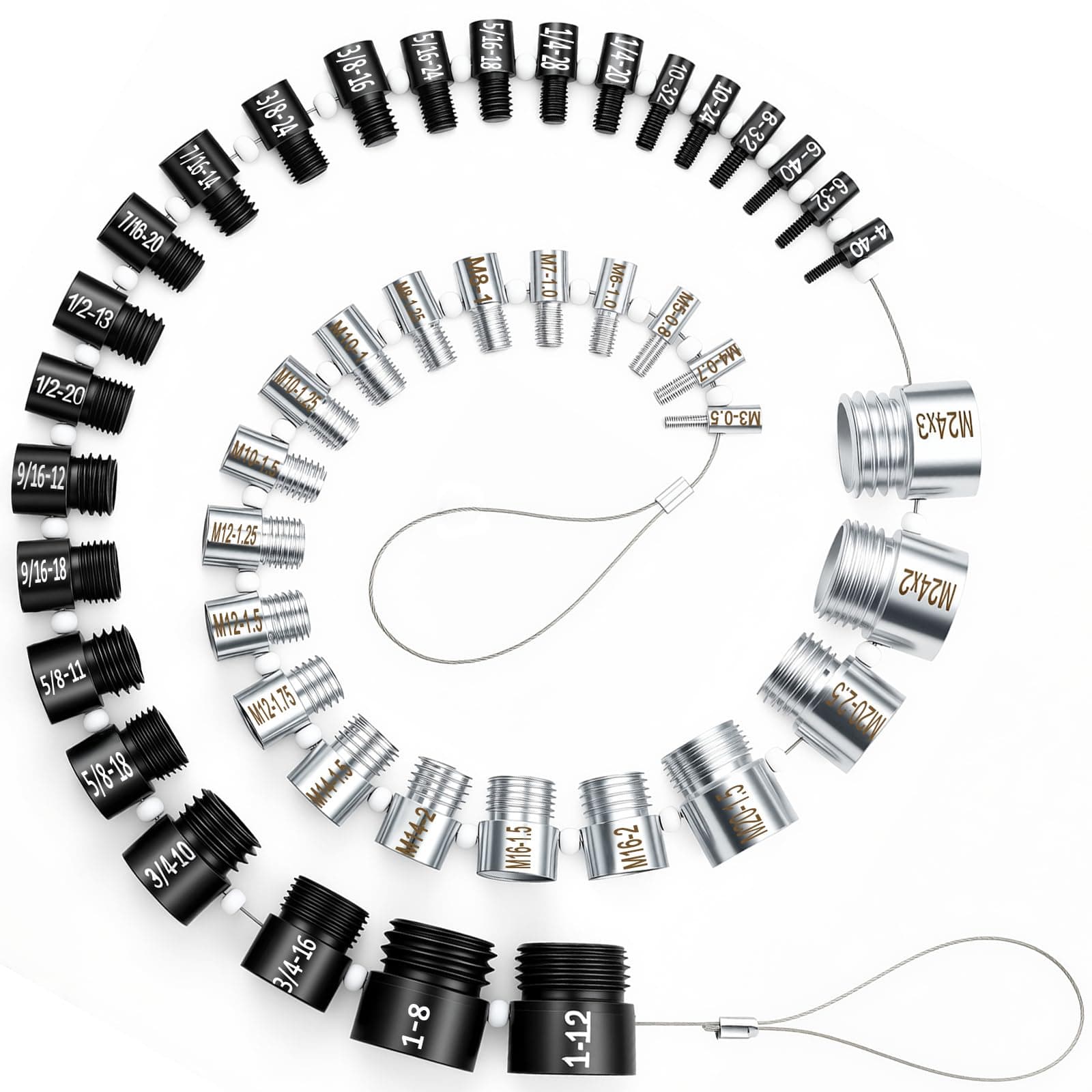 Nut and Bolt Thread Checker, Bolt Size Finder, 45 Male/Female Thread Gauges (24 Inch & 21 Metric) Thread Checker Standard and Metric, Bolts and Nut Identifier Gauge