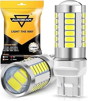 7443 Reverse Light Bulbs, Super Bright 6500K White T20 LED Bulbs for Backup Reverse Lights, 33-SMD LED Chips with Projector, Pack of 2