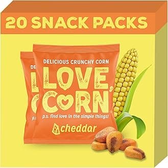 Cheddar | Delicious Crunchy Corn Snacks | .07oz x 20 Gluten Free, Vegan Bags | Convenient for Lunch Boxes, Commuting & Office Snacks