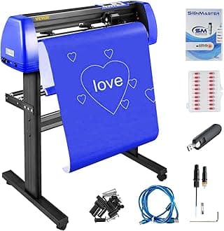 Vinyl Cutter 28 Inch Vinyl Cutter Machine with 20 Blades Maximum Paper Feed 720mm Vinyl Plotter Cutter Machine with Sturdy Floor Stand Adjustable Force and Speed for Sign Making
