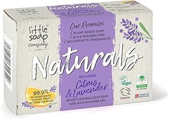 Little Soap Company Natural Range - Citrus & Lavender Soap Bar 100g | Vegan, Cruelty Free & Eco Friendly Body, Face & Hand Soap | Free from SLS & Parabens | Antibacterial with Cleansing Essential Oils