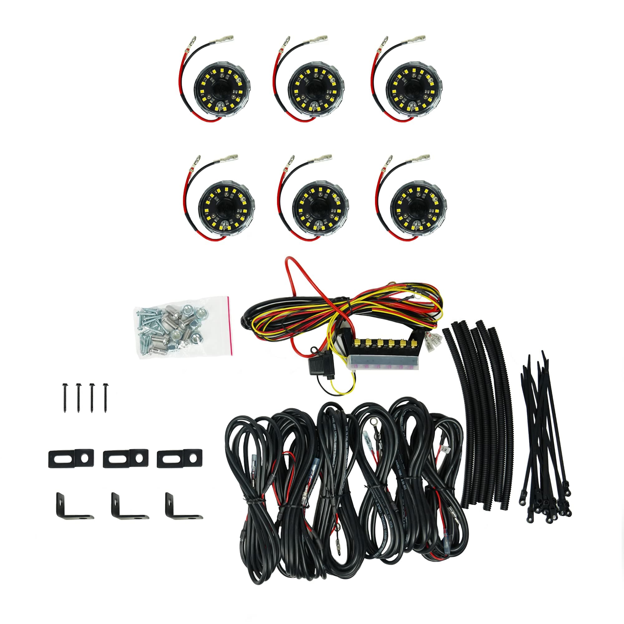 KC Cyclone V2 LED - Rock Light - 6-Light System - Clear - 5W Flood Beam
