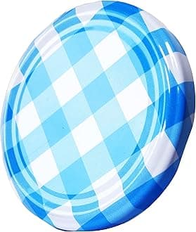 Metal Lug Cap 82 mm Lid for Glass Storage Jars and bottles (brand peerul) (Pack of 48, Blue Checkered)
