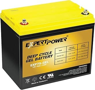 ExpertPower 12V 75AH Gel Deep Cycle Battery Replaces BCI Group 24M Marine & RV