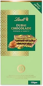 DECADENT FOODS Lindts Dubai Kunafa Chocolate Whole Milk Chocolate With A Filling With Pistachio Cream Smooth And Delicious Bar 145 Gm