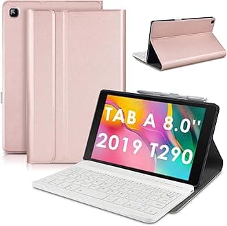 DETUOSI Keyboard Case for Samsung Galaxy Tab A 8.0" 2019 (SM-T290/T295/T297), Detachable Wireless Bluetooth Keyboard Leather Folio Cover with Pencil Holder