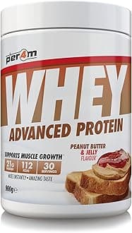 Whey Protein Powder | High Protein Shake for Muscle Growth & Recovery | Low Sugar Gym Supplement | Sports Nutrition Drink + Amino Acids (900g, Peanut Butter & Jelly)