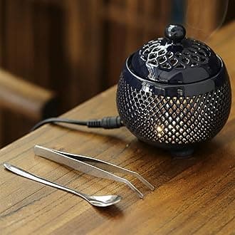 Temperature Control Ceramic Incense Burner, Electronic Ceramic Aroma Diffuser, Night Light, Agarwood Essential Oil Electric Aroma Diffuser, Household Porcelain, Balcony, Porch, Terrace, Garden Essenti