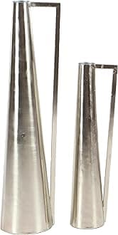 Metal Decorative Vase Centerpiece Vases with Handles, Set of 2 Flower Vases for Home Decoration 17", 22"H, Silver