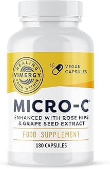 Micro-C® Vitamin C Capsules - 180 Servings – 500mg Vitamin C, Less-Acidic – Rose Hips – Supports Immune & Musculoskeletal System – Gluten-Free – Kosher – Vegan Friendly