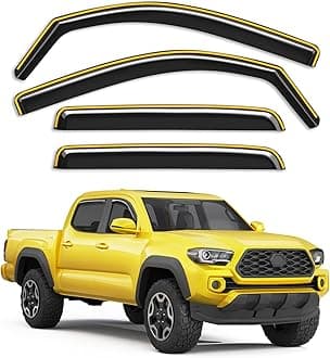 in-Channel Window Rain Guards Fit for Toyota Tacoma Double Cab 2016-2023 Rain Guard Extra Durable Window Deflectors Vent Visors Vent Shades Exterior Truck Accessories