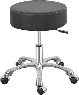 Leather Swivel Rolling Chair with Footrest,Thick Padding,Adjustable Hydraulic Stool with Wheels for Medical Spa,Massage Salon,Home,Office,Clinic,Studio(Black)