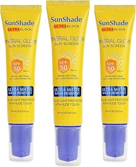 Sunshade Mineral Sunscreen 30ml (Pack of 3) SPF 50 PA++++ with Broad Spectrum, IR+ Blue Light Protection, Non-Greasy, No White Cast, Water Resistant, Ultra-Matte Finish | Mineral Sun Screen for All Skin Types