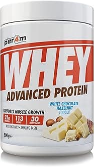 Per4m Whey Protein Powder | High Protein Shake for Muscle Growth & Recovery | Low Sugar Gym Supplement | Sports Nutrition Drink + Amino Acids (900g, White Chocolate Hazelnut)