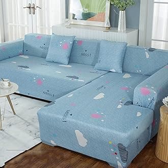 1 pcs Sectional Couch Covers, Printed L-Shaped , Stretch Couch Slipcovers for Sectional Sofa,Suitable for combined chaise longue cover (Pattern XYUN,2 seat )