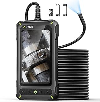 Borescope Inspection Camera with Light, Industrial Endoscope with 4.3” HD Screen, Waterproof Digital Snake Camera, 16.4FT Semi-Rigid Cable Bore Scope for Home Pipe, Engine, Inside Wall, Duct