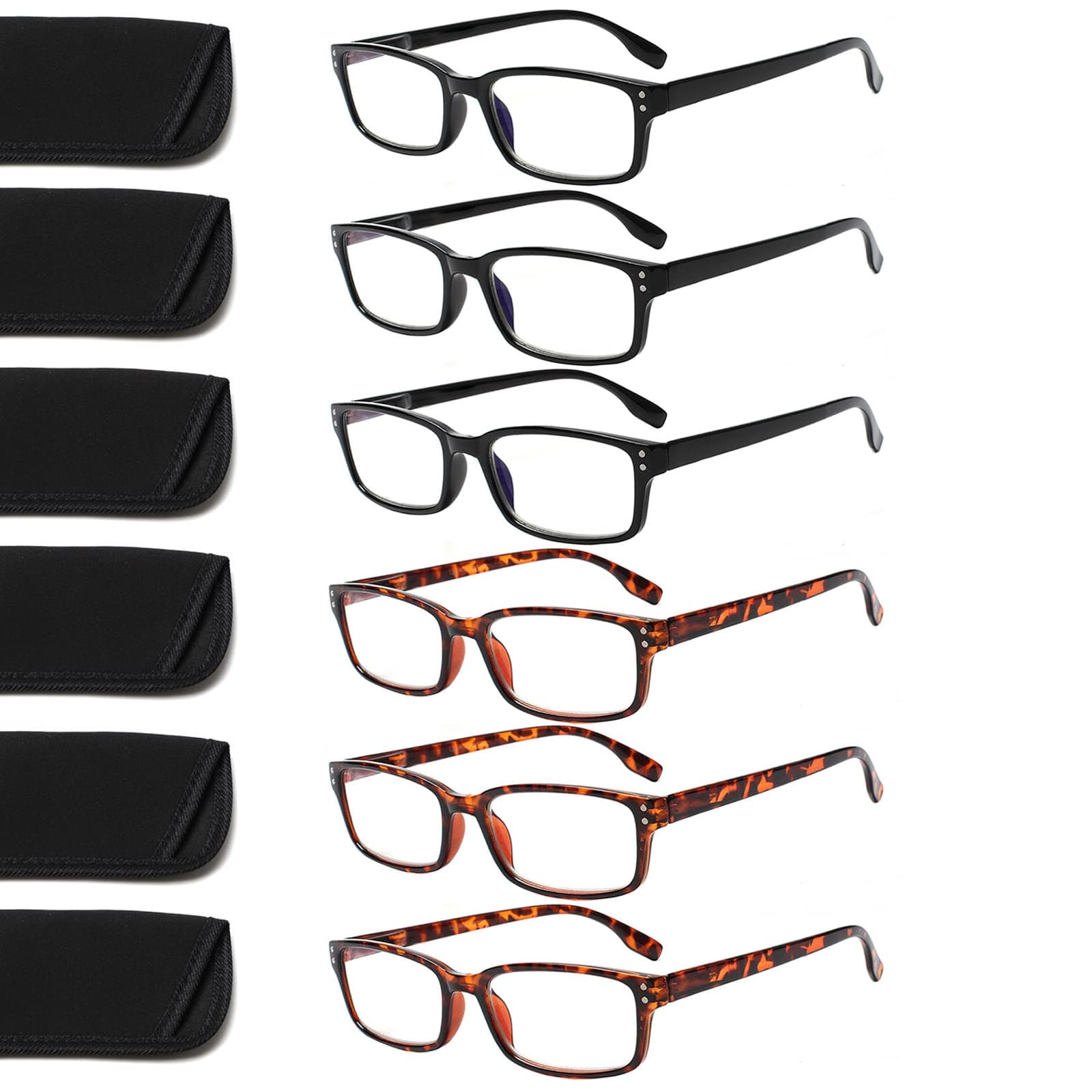 Kerecsen 6-Pack Reading Glasses Blue Light Blocking,Spring Hinge Readers for Men Women,Computer Eyeglasses