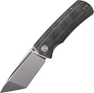 Petrified fish PFP01T Beluga,3.58" K110 Stonewashed Blade,154g Micarta Handle Front Flipper Liner lock Folding knife (Green Micarta, Stonewashed)