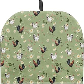 Teapot Cozy Tea Pot Cover Keep Tea Warm Insulating Teapot Cozies Washable Kettle Quilt Teapot Warmer Home Kitchen Decoration, 12.9 X 10.4 Inches, Rooster Daisy Floral Green