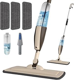 Mops for Floor Cleaning Wet Spray Mop with 14 oz Refillable Bottle and 3 Washable Microfiber Pads Home or Commercial Use Dry Wet Flat Mop for Hardwood Laminate Wood Ceramic