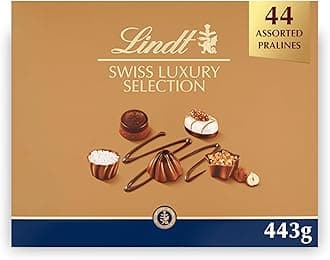 Lindt Swiss Luxury Selection – 443g Extra Large Gift Box – Mothers Day, Easter Chocolate Assortment – Milk, Dark & White Pralines for Him & Her