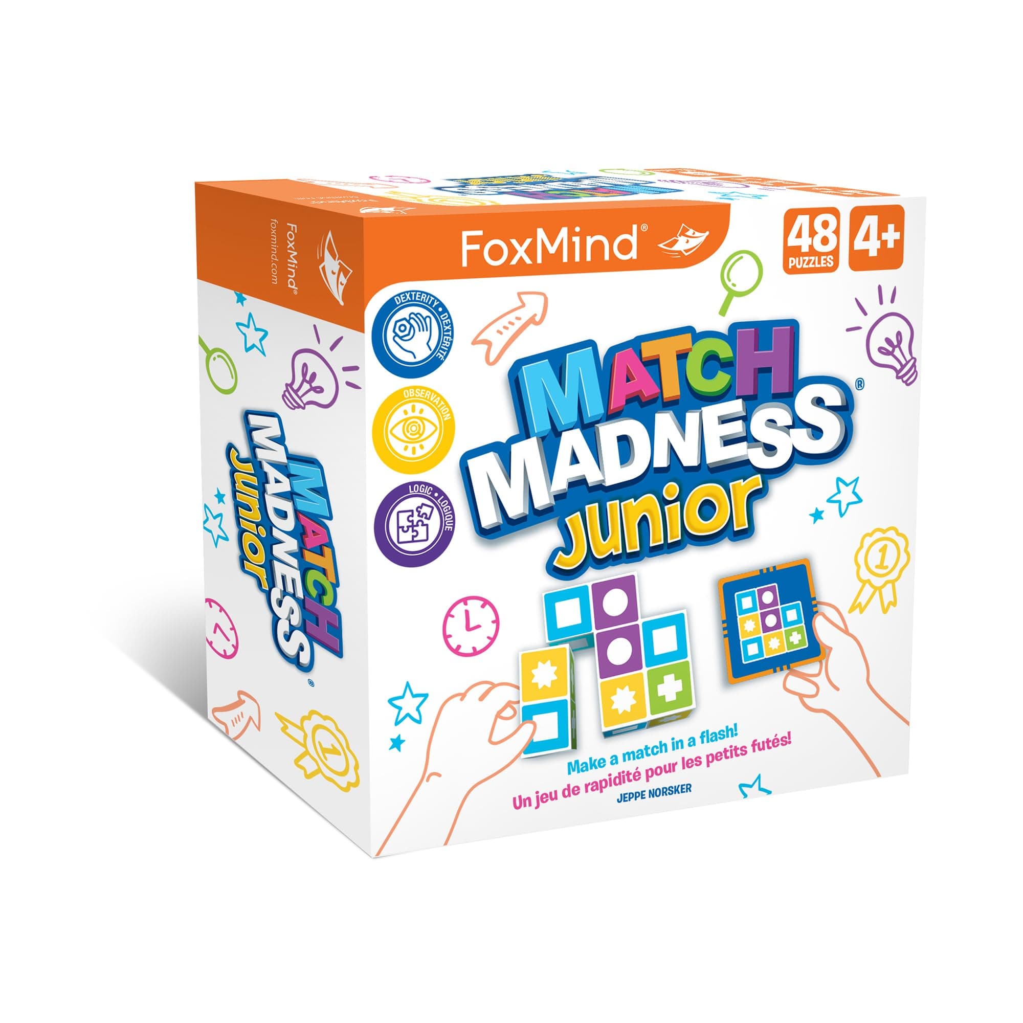 FoxMind Games: Match Madness Junior, A Pattern Matching Puzzle Game, Make The Match in a Flash, Develops Visual Recognition and fine Motor Skills, Play with up to 4 Players, for Ages 4 and up
