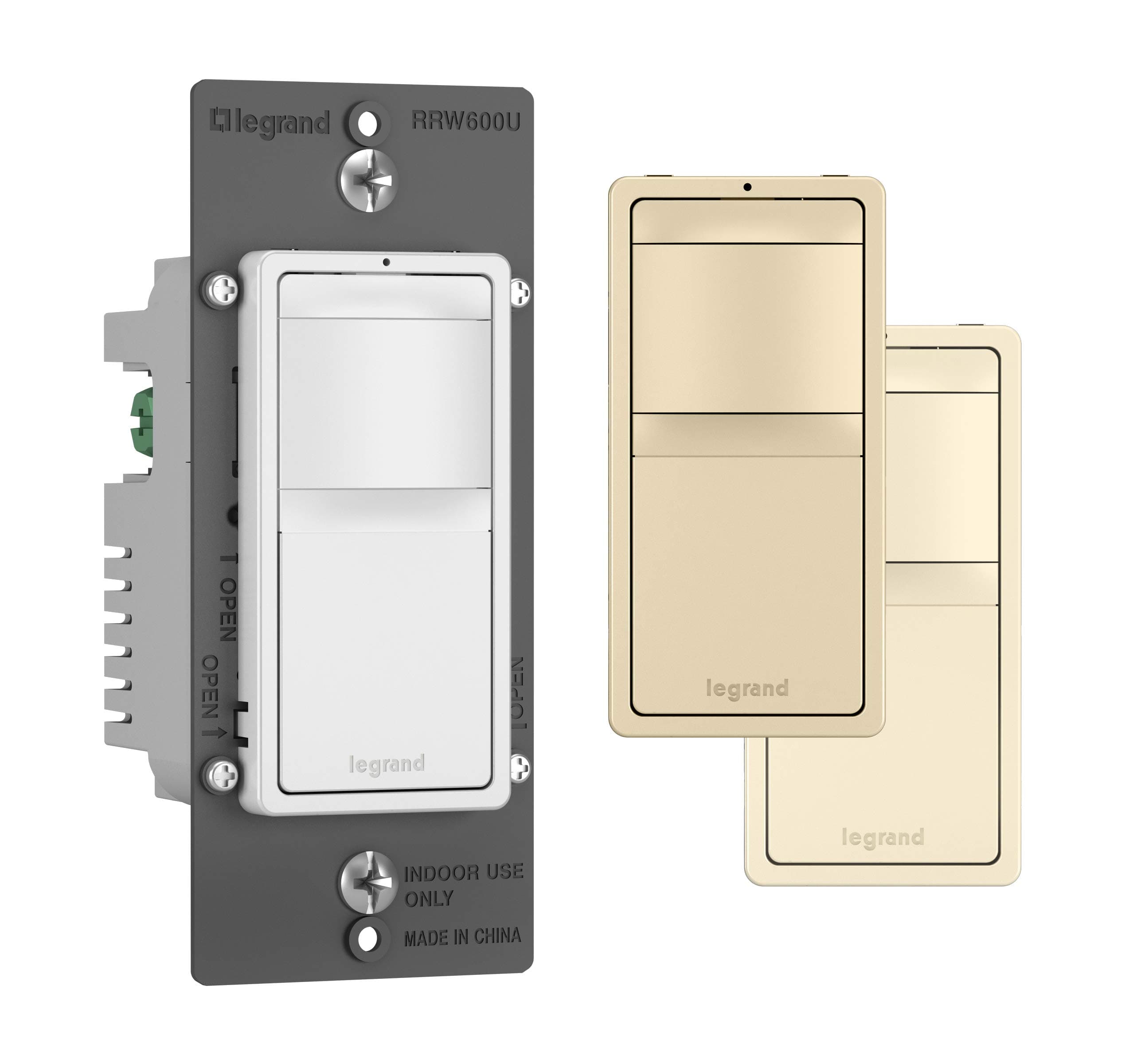 Legrand radiant RRW600UTC 600W Occupancy Motion Sensor Light Switch, 180 Degree Coverage, Auto On/Auto Off, Single Pole, White/Light Almond/Ivory (1 Count)